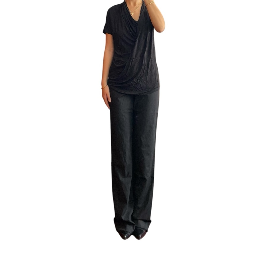 MaxMara Black Jersey Top with Front Draping Size L